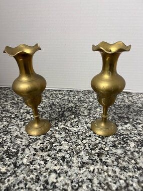 Pair of Gold Decorative Brass Candle Holders